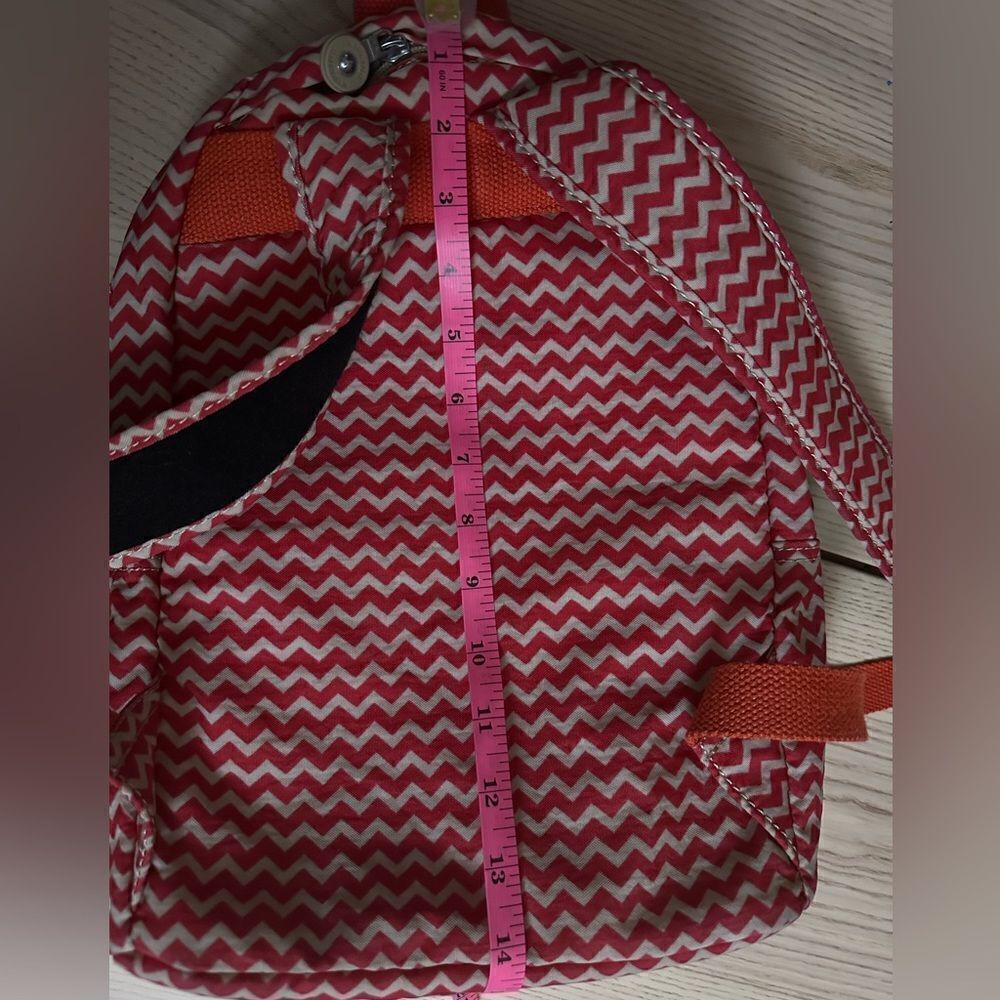 Kipling Seoul Small Backpack red and white zig zag pattern - OS - Picture 8 of 10